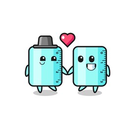 ruller cartoon character couple with fall in love gesture