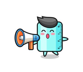 Naklejka premium ruller character illustration holding a megaphone
