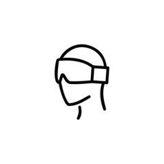 Virtual Reality Head Technology Gadget Vector Logo Monoline Icon Symbol for Graphic Design UI UX or Website