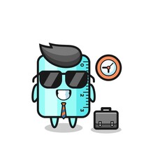 Cartoon mascot of ruller as a businessman