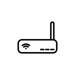 Obraz premium Router Wifi Technology Gadget Vector Logo Monoline Icon Symbol for Graphic Design UI UX or Website