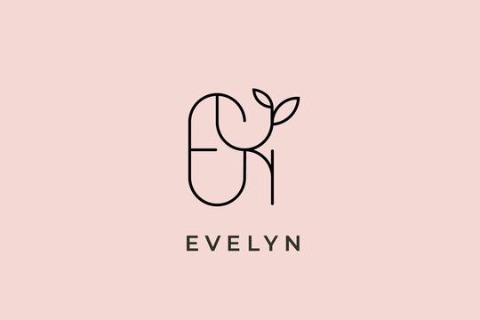 monoline signature logo design name Evelyn, usable logo design for private logo, business name card web icon, social media icon