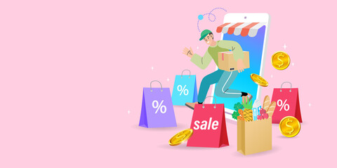 happy shopping girl with bags