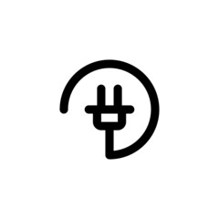 Circle Cable Technology Gadget Vector Logo Thick Bold Monoline Icon Symbol for Graphic Design UI UX or Website