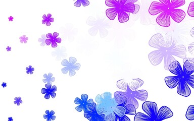 Light Pink, Blue vector elegant background with flowers.