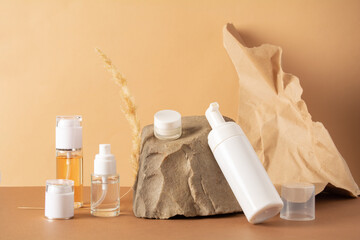 Set of cosmetics products with natural materials