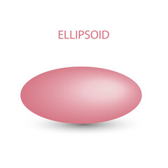 Vector pink ellipsoid with gradients and shadow for game, icon, package design, logo, mobile, ui, web, education. 3d ellipsoid on a white background. Geometric figures for your design.