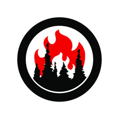 forest fire icon on white background