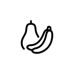 Pear and Banana Fruit Plant Flower Monoline Icon Symbol Logo for Graphic Design and Web