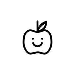 Smiling Apple Fruit Plant Flower Monoline Icon Symbol Logo for Graphic Design and Web
