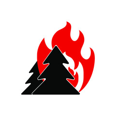 forest fire icon on white background