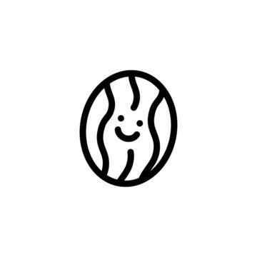 Smiling Watermelon Fruit Plant Flower Monoline Icon Symbol Logo for Graphic Design and Web