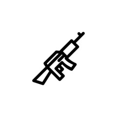 Assault Rifle Weapon Monoline Icon Logo Vector for Graphic Design and Web