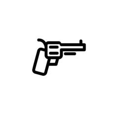 Revolver Pistol Weapon Monoline Icon Logo Vector for Graphic Design and Web