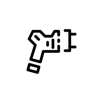Taser Gun Weapon Monoline Icon Logo Vector for Graphic Design and Web