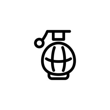 Grenade Weapon Monoline Icon Logo Vector for Graphic Design and Web