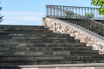 Close-up urban granite staircase