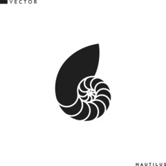 Nautilus shell. Isolated icon on white background - obrazy, fototapety, plakaty