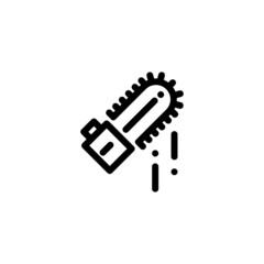 Chainsaw Weapon Monoline Icon Logo Vector for Graphic Design and Web