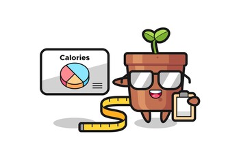Illustration of plant pot mascot as a dietitian