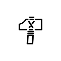 Primitive Hammer Monoline Icon Logo for Graphic Design