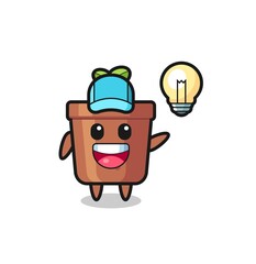 plant pot character cartoon getting the idea