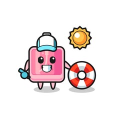 Cartoon mascot of perfume as a beach guard