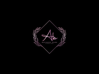 Letter AB Logo, feminine floral ab logo icon vector for business or brand