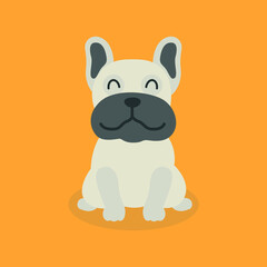 French bulldog dog puppy, pet animal flat vector isolated design concept