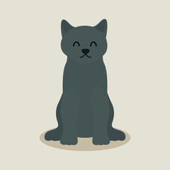 British shorthair cat, pet animal flat vector isolated design concept