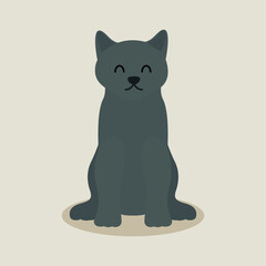 British shorthair cat, pet animal flat vector isolated design concept