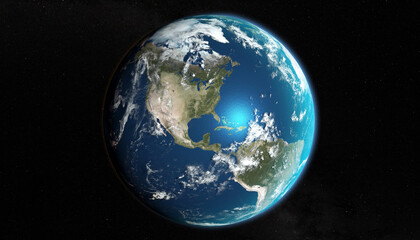 The americas - Satellite view from space - 3D rendering