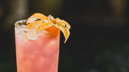 Fresh summer drink mocktail pour in glass