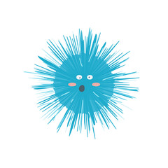 Obraz premium Cute cartoon urchin isolated on white transparent background. Vector flat design children illustration. Side view. Animal drawing. Side view