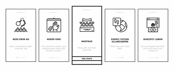 Refugee From Problem Onboarding Mobile App Page Screen Vector. Man And Family Refugee Escape From War And Hurricane, Worldwide Donation And Help, Illustrations