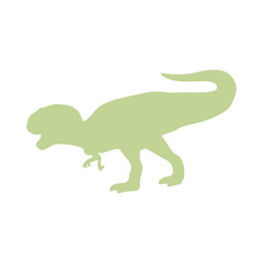 Silhouette of Tyrannosaurus rex dinosaur. Large extinct ancient carnivorous reptile, Jurassic. Print or card. Colorful vector isolated illustration hand drawn. White background. Gray dino