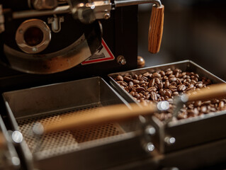 Professional coffee roasting machine with coffee beans