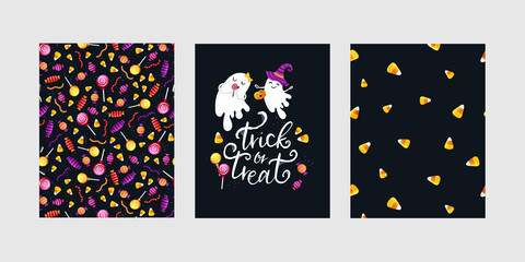 Cute Halloween designs, pattern background and typography, great for party invitations, banners, cards - vector design