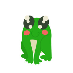 Cute cartoon frog sitting. Vector illustration isolated on white background. Design element for poster label print on clothes