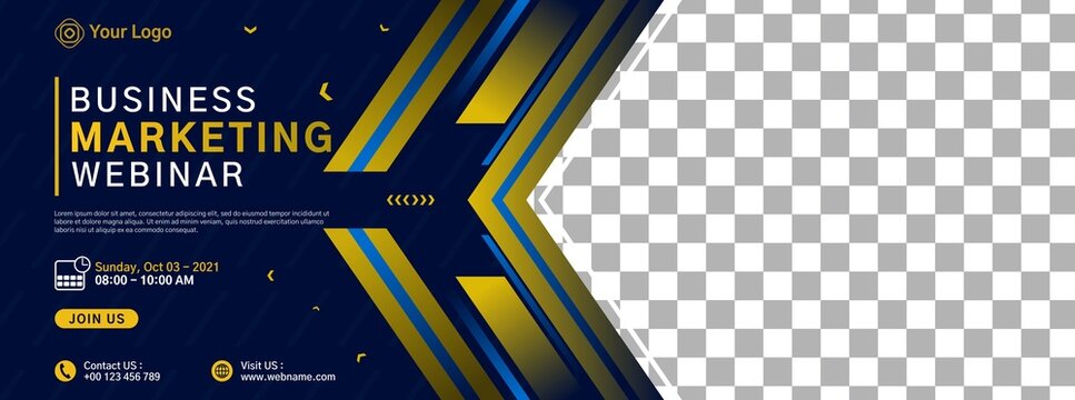 Website banner template design for Business webinar, marketing webinar, online class program, conference event, etc.