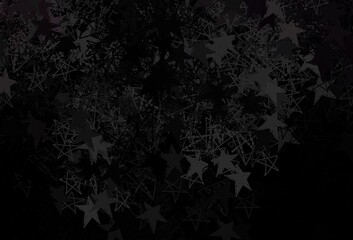 Dark Gray vector background with beautiful snowflakes, stars.