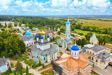 Fototapeta na wymiar Aerial drone view of the Optina Pustyn Orthodox male monastery Kozelsk, Russia.
