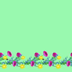 Fototapeta na wymiar Vector - fieldflower garland greeting card.