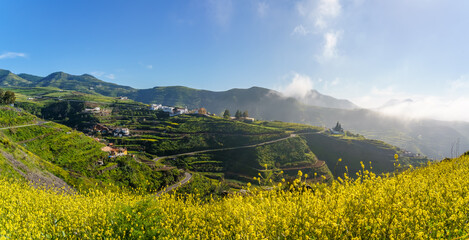 Landscape with Tejeda Village on Gran Canaria, Canary Islands, Spain
