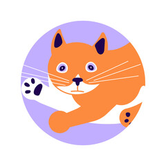 Cats day design, pet in funny pose standing in circle