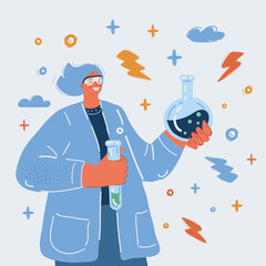 Vector illustration of scientist working at the laboratory
