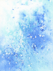 Blue watercolor abstract art background. Light illustration