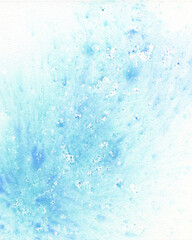 Blue watercolor abstract art background. Light illustration