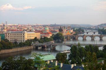 Fototapeta na wymiar View of the bridges over the Vltava river, Prague, CZ