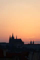 Naklejka premium Silhouette of Saint Vitus Cathedral at sunset, Prague, Czech Republic